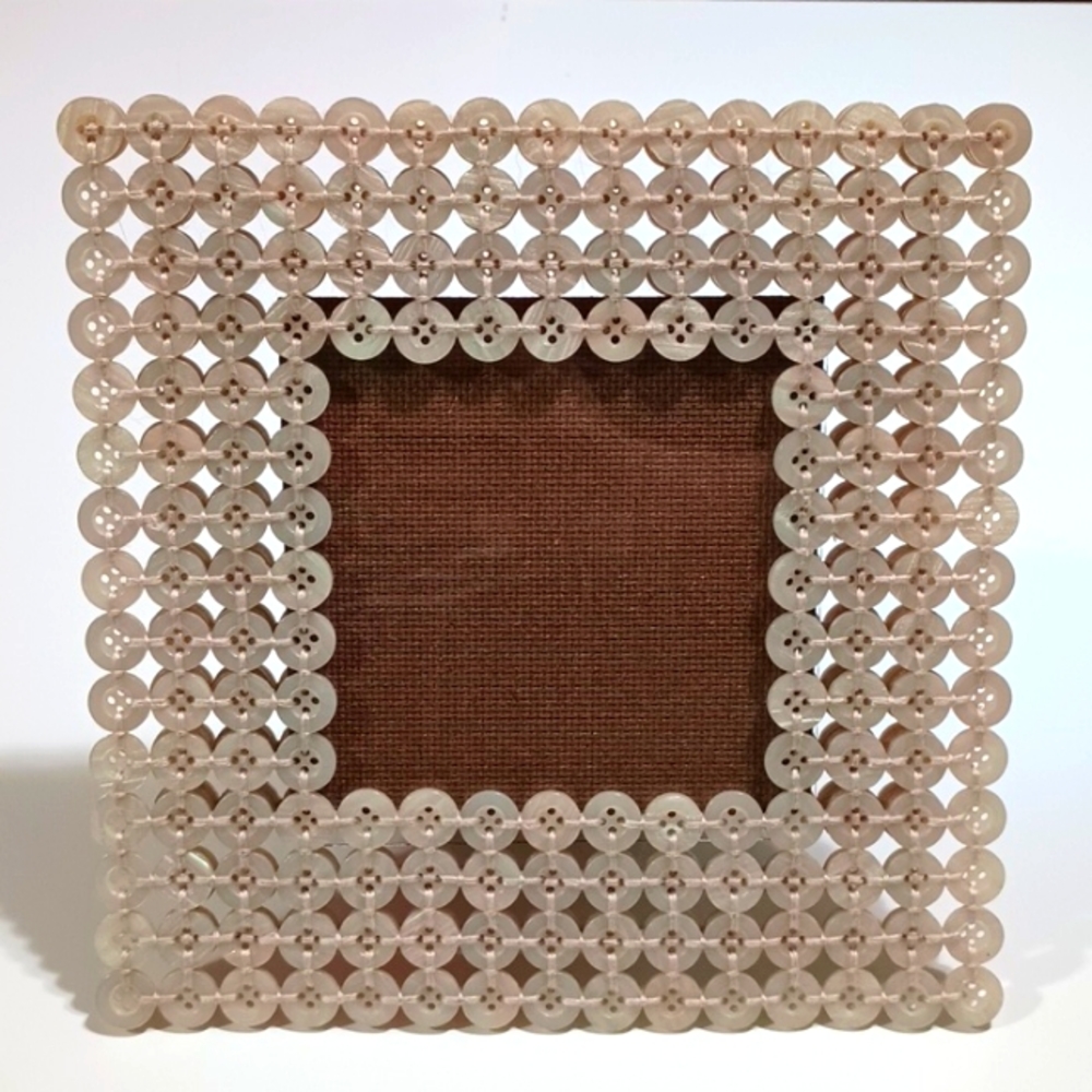 NEW OOAK Handmade All Button Construction Square Picture Frame